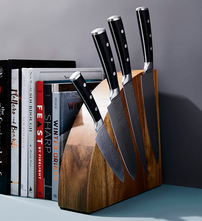 Magnetic Acacia Knife Block